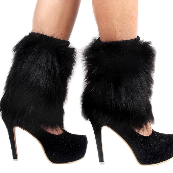 Faux Fur Boots Shoes Cuffs Leg Warmers Fuzzy Boot Covers - Picture 5 of 7